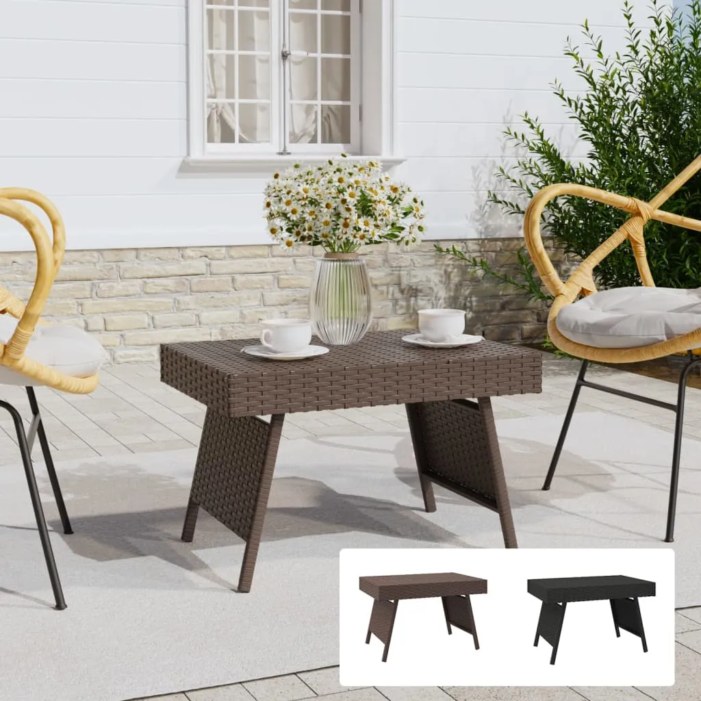 Foldable Side Table Outdoor Wicker Folding Couch Table Poly Rattan