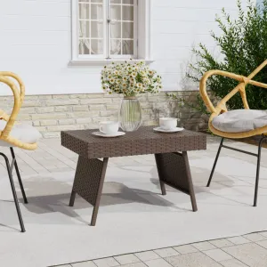 Foldable Side Table Outdoor Wicker Folding Couch Table Poly Rattan
