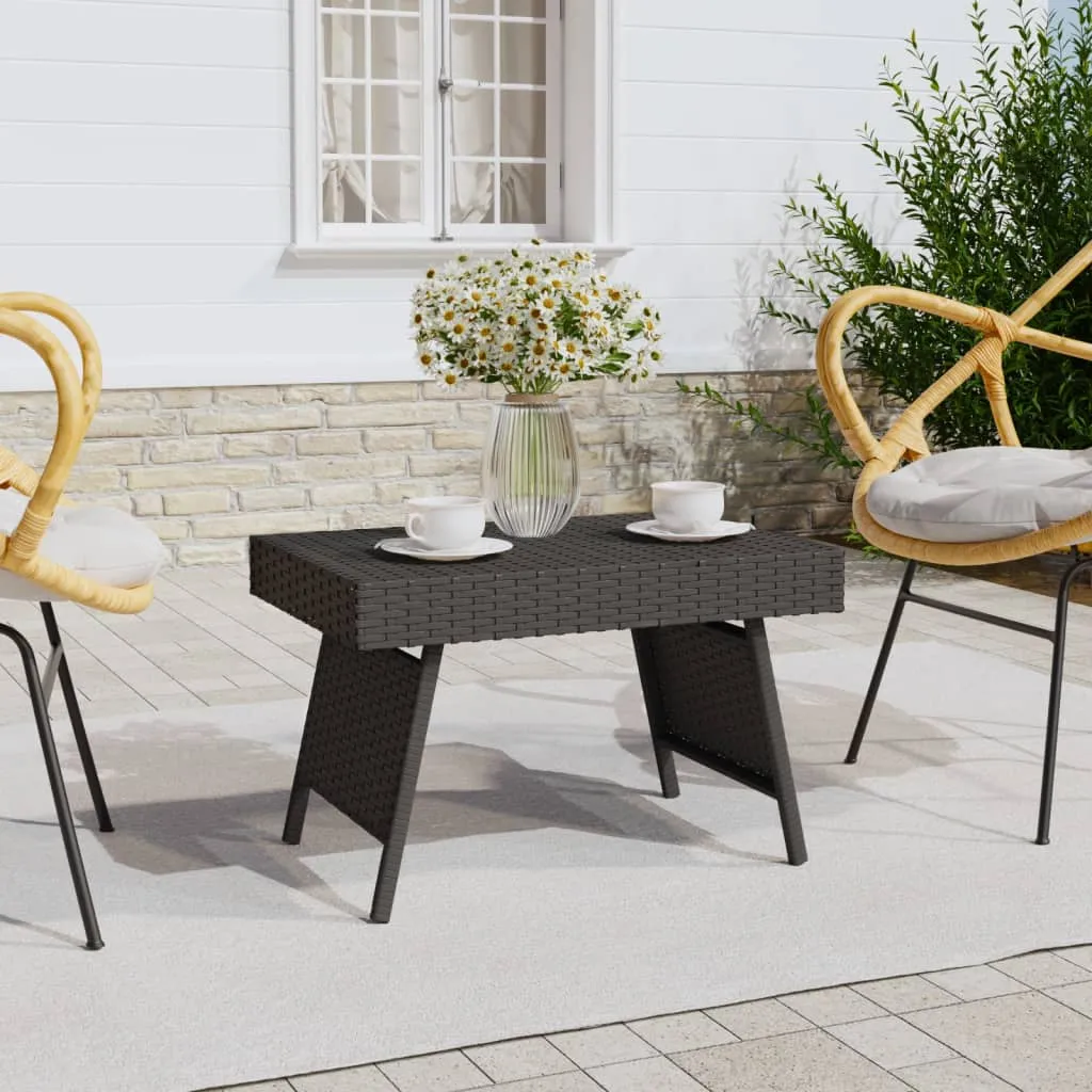 Foldable Side Table Outdoor Wicker Folding Couch Table Poly Rattan