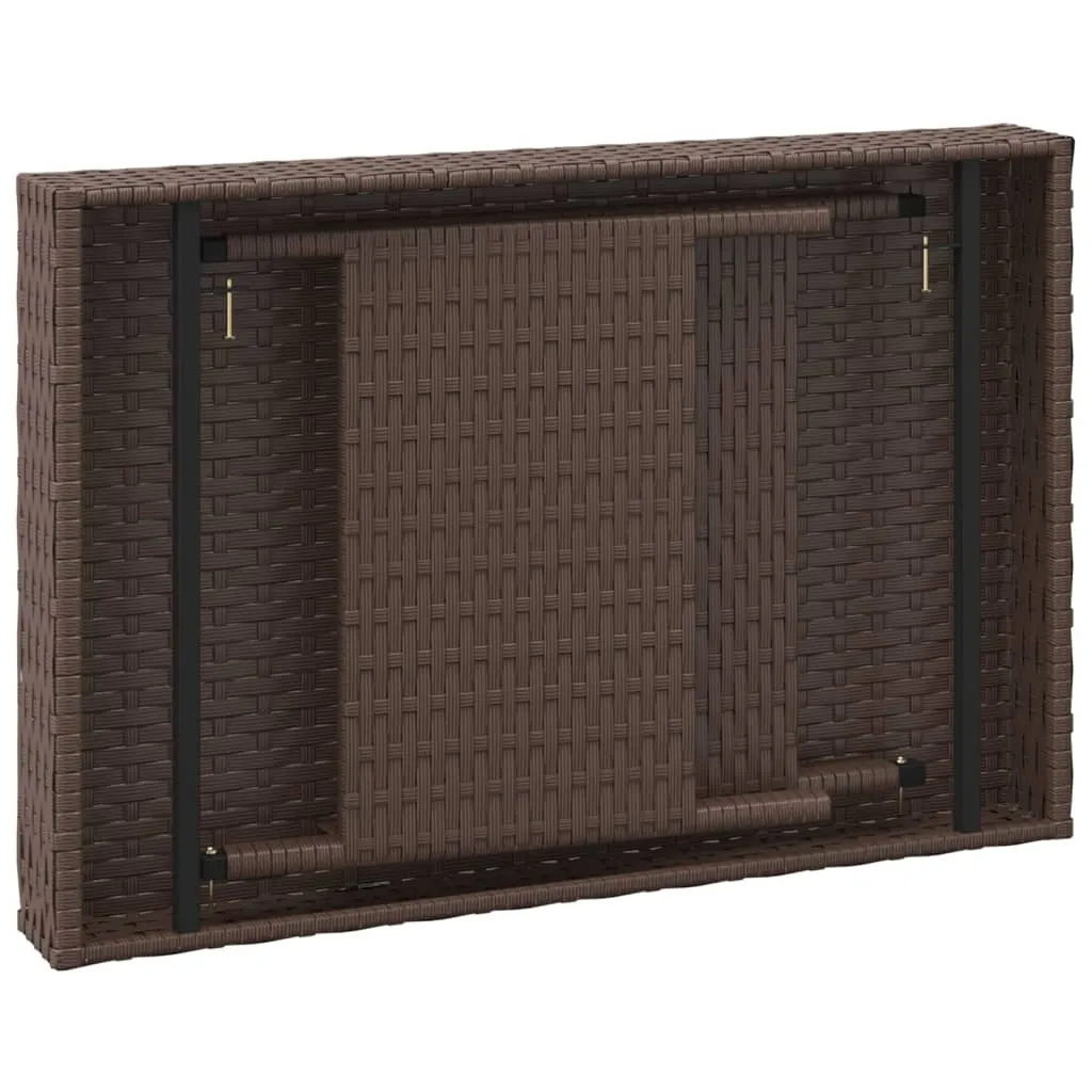Foldable Side Table Outdoor Wicker Folding Couch Table Poly Rattan