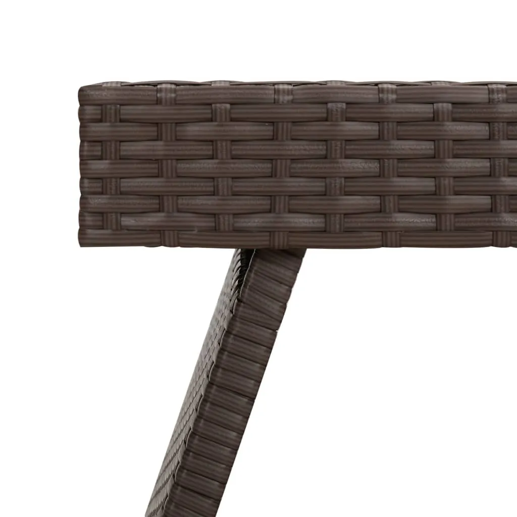 Foldable Side Table Outdoor Wicker Folding Couch Table Poly Rattan