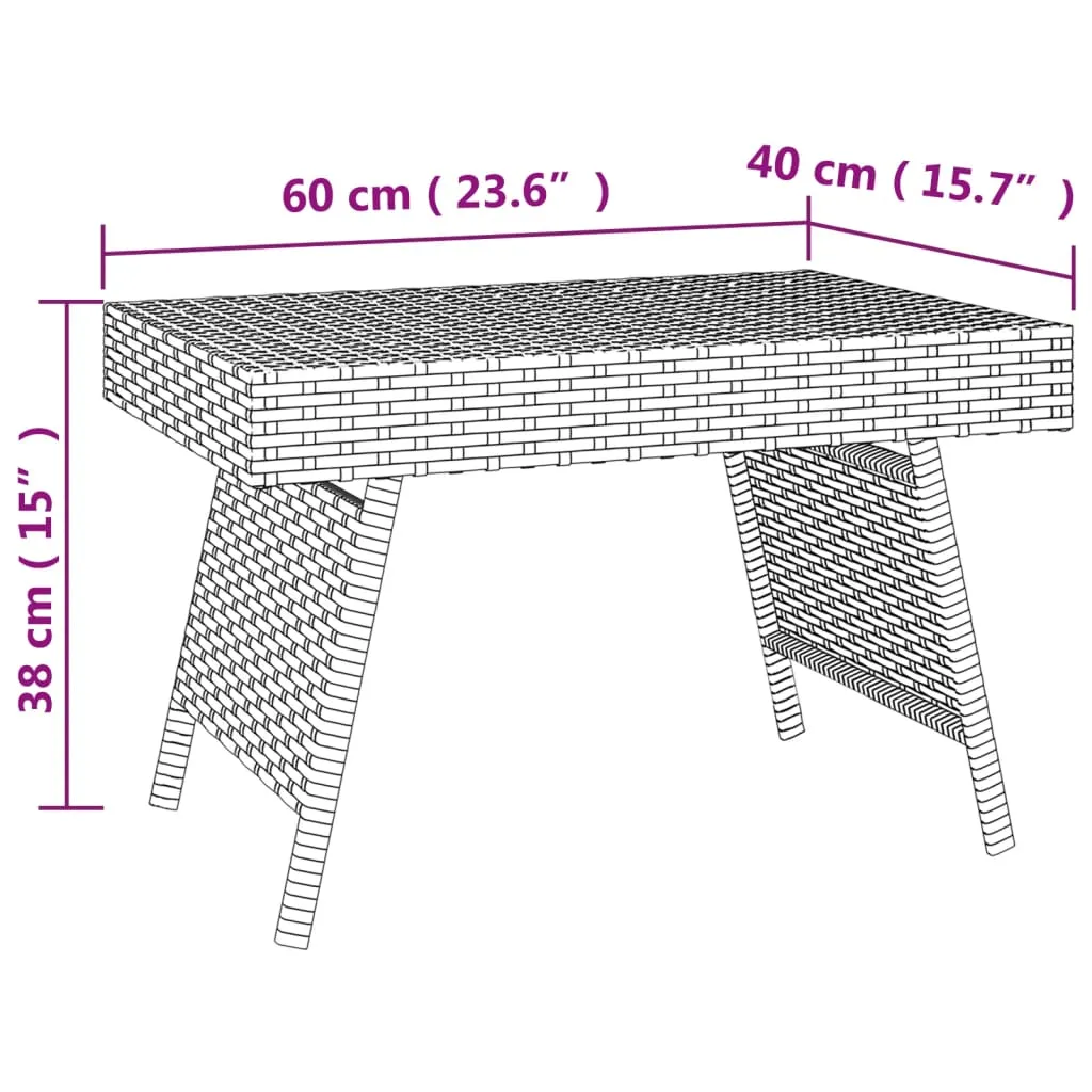 Foldable Side Table Outdoor Wicker Folding Couch Table Poly Rattan