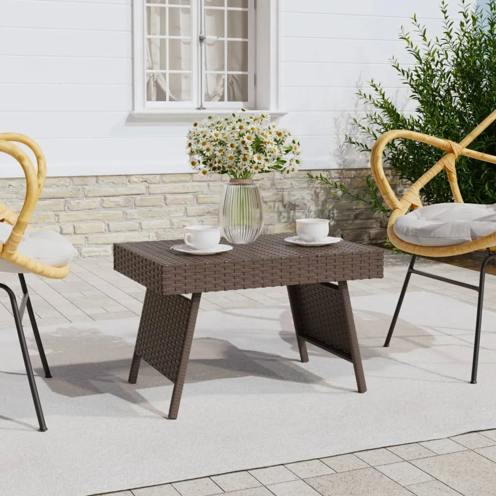 Foldable Side Table Outdoor Wicker Folding Couch Table Poly Rattan