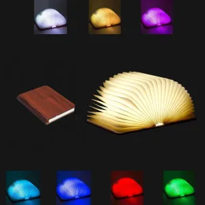 Folding Book Lamp, Wooden Book Light 7 Colors, Portable USB Rechargeable Night Light, Home Office Decoration Gift LED Book Light for Book Lover, Birthday Thanksgiving Christmas Gift