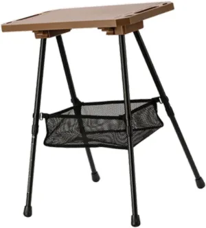 Folding Camp Table Aluminum Alloy Lightweight with Mesh Pocket with Adjustable Legs for Cooking Yard Backpacking Beach Party, Khaki