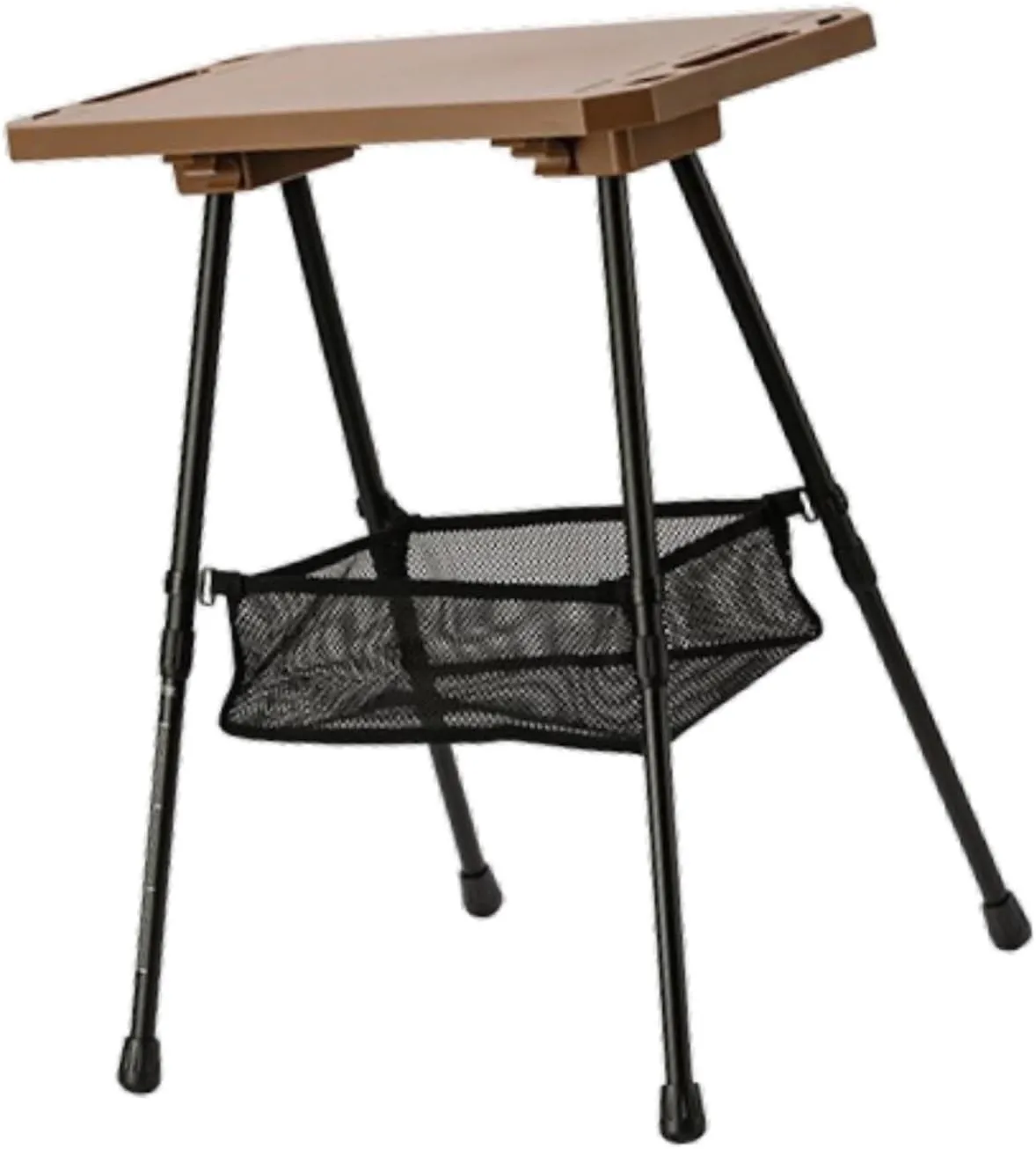 Folding Camp Table Aluminum Alloy Lightweight with Mesh Pocket with Adjustable Legs for Cooking Yard Backpacking Beach Party, Khaki