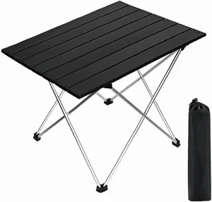 Folding Camping Table Beach Table Portable Camp Side That Fold Up Lightweight, Tent Table Folding Camp Table, Fold Up Camping Tables with Carry Bag(M), Black