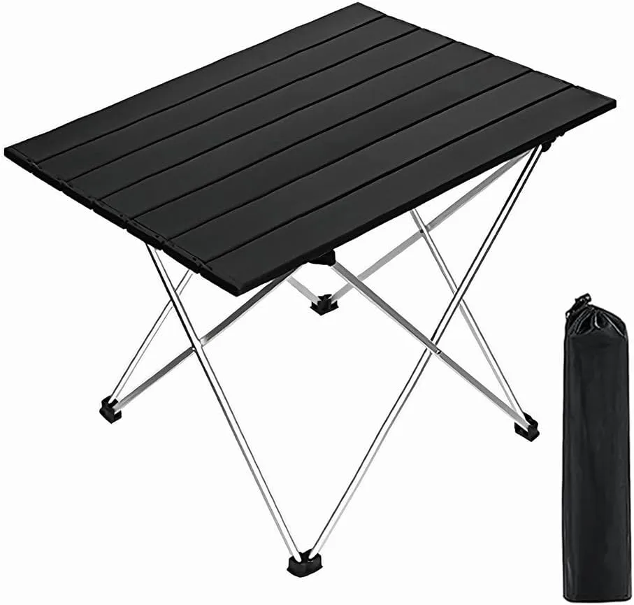 Folding Camping Table Beach Table Portable Camp Side That Fold Up Lightweight, Tent Table Folding Camp Table, Fold Up Camping Tables with Carry Bag(M), Black