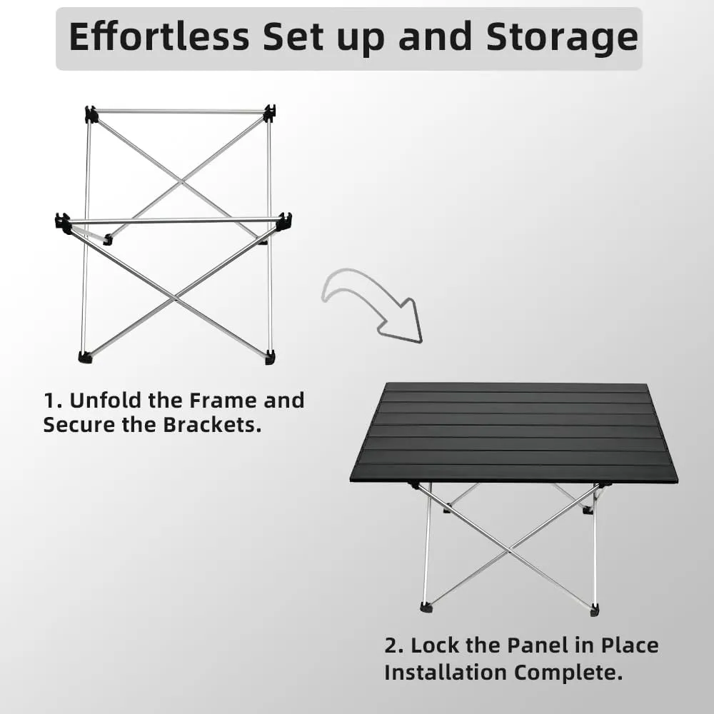 Folding Camping Table Beach Table Portable Camp Side That Fold Up Lightweight, Tent Table Folding Camp Table, Fold Up Camping Tables with Carry Bag(M), Black