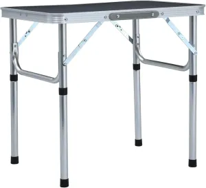 Folding Camping Table Grey Aluminium 60x45 cm,Folding Table Portable Aluminum Picnic Table, Heavy Duty Foldable Table with Carry Handle for Indoor Study Writing Outdoor BBQ Party Use