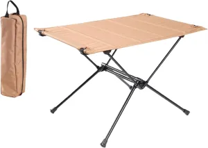 Folding Camping Table Outdoor Foldable Table with Storage Bag Furniture Beach Table Camping Desk for Backpacking Hiking Yard, Khaki