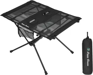 Folding Camping Table - Ultra Lightweight 800g Foldable Outdoor Table with 20kg with 2 Cupholders and Carrying Bag, Aluminum Alloy Frame for Backpacking, Picnic, Beach & Fishing, Black