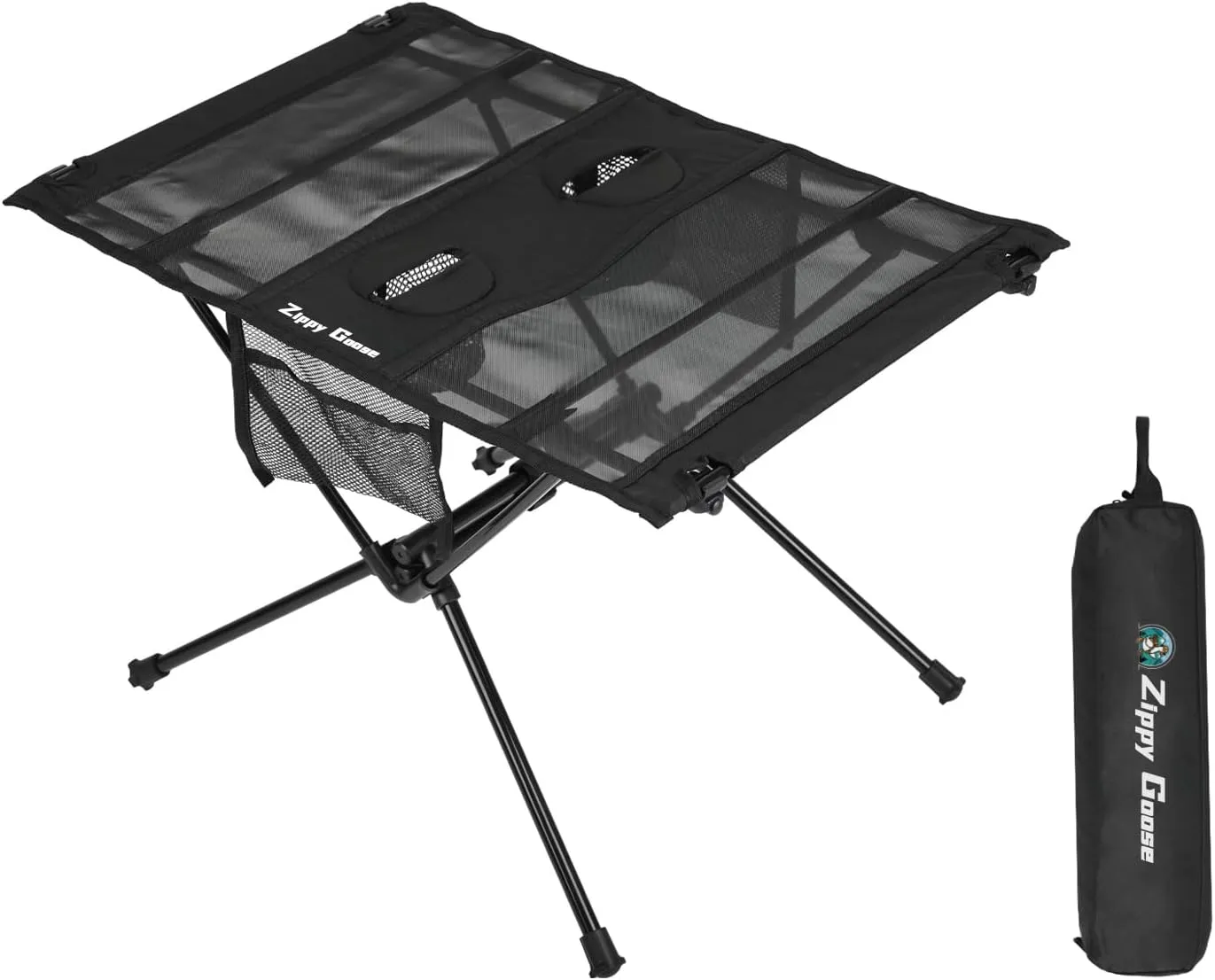 Folding Camping Table - Ultra Lightweight 800g Foldable Outdoor Table with 20kg with 2 Cupholders and Carrying Bag, Aluminum Alloy Frame for Backpacking, Picnic, Beach & Fishing, Black