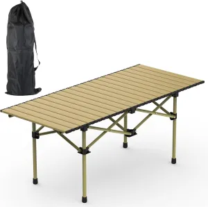 Folding Camping Table,Portable Upgraded Carbon Steel Table for Picnic Barbecue Grill Beach Patio