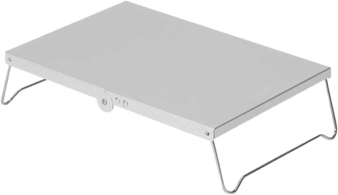 Folding Dining Table Aluminium Hiking Climbing Fishing Picnic Table pliante Outdoor Folding Table Heat Shield Mini Portable Camping Supplies (Color : Sliver)