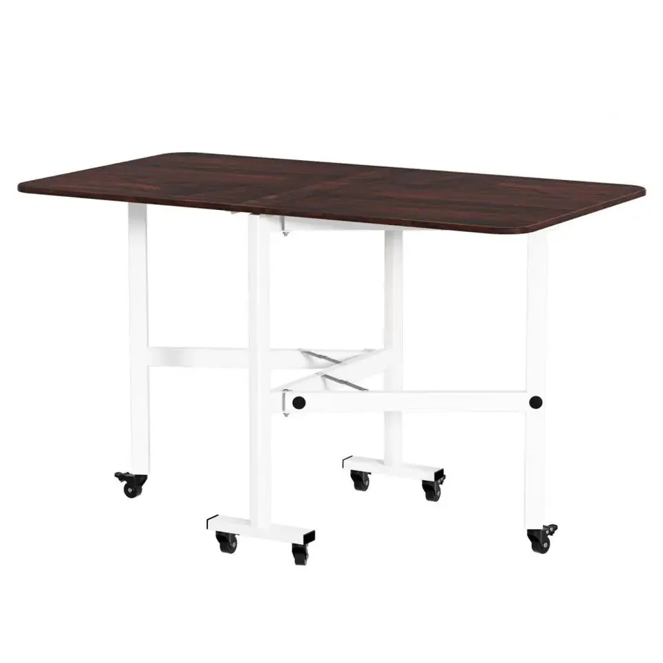 Folding Dining Table, Drop Leaf Dining Table,  Foldable Expandable Table, Solid Wooden Foldable Kitchen Table6 Wheels (Bro