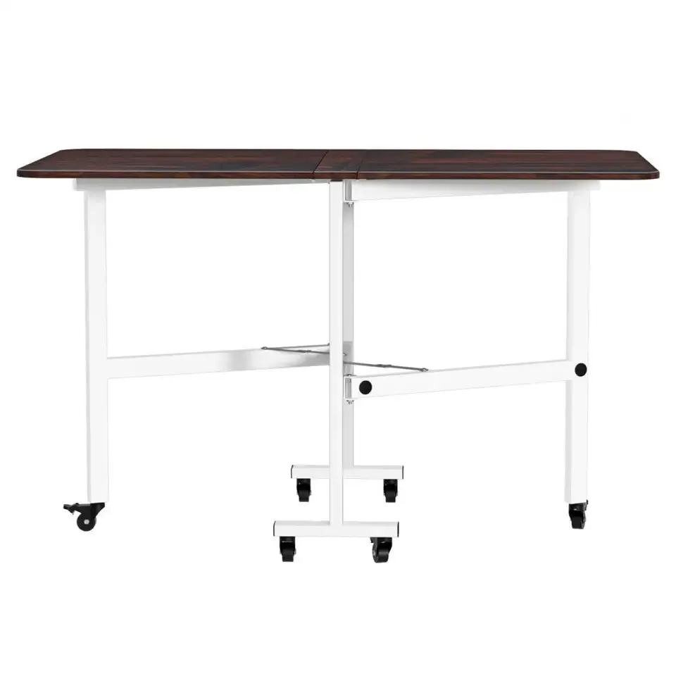 Folding Dining Table, Drop Leaf Dining Table,  Foldable Expandable Table, Solid Wooden Foldable Kitchen Table6 Wheels (Bro