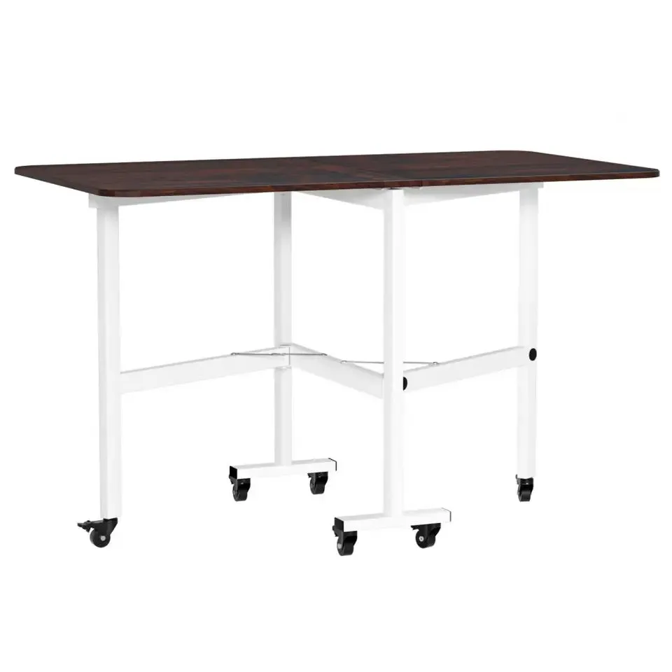 Folding Dining Table, Drop Leaf Dining Table,  Foldable Expandable Table, Solid Wooden Foldable Kitchen Table6 Wheels (Bro