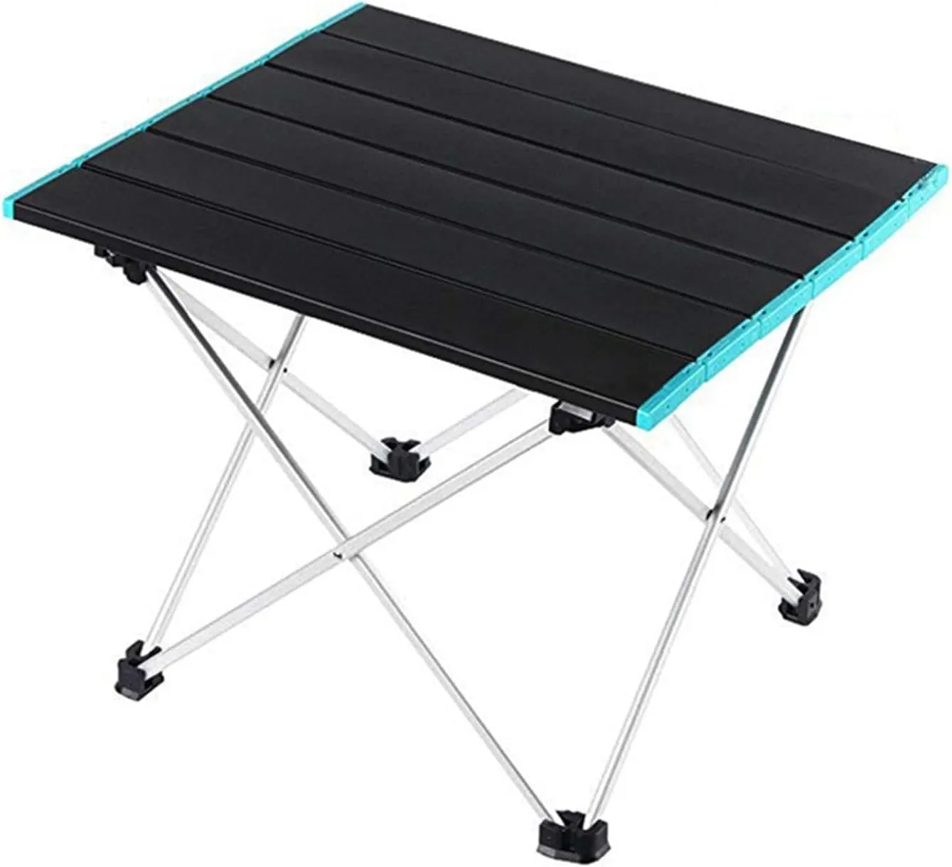Folding Dining Table Outdoor Canopy Cooking Foldable Desk Tourist Picnic Small Lightweight Metal Camping Folding Table Portable Folding Camping Table (Color : Black Blue)