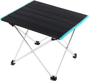 Folding Dining Table Outdoor Canopy Cooking Foldable Desk Tourist Picnic Small Lightweight Metal Camping Folding Table Portable Folding Camping Table (Color : Black Blue)