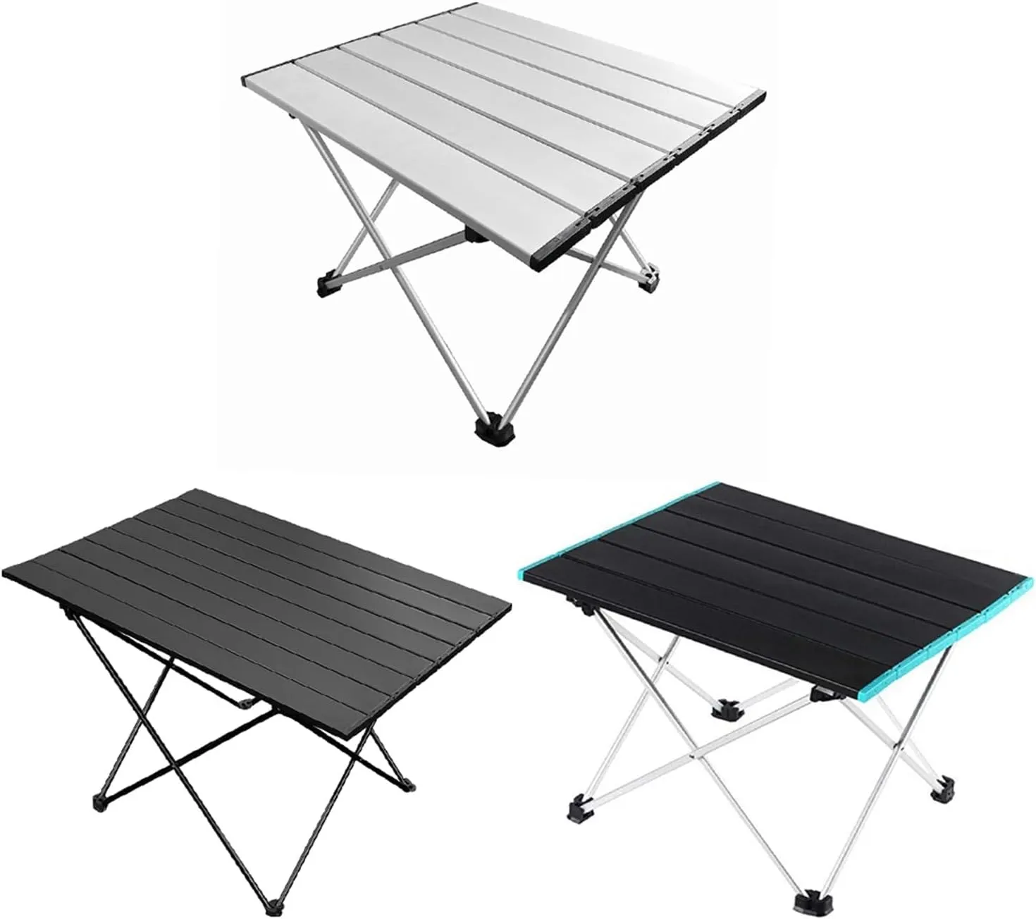 Folding Dining Table Outdoor Canopy Cooking Foldable Desk Tourist Picnic Small Lightweight Metal Camping Folding Table Portable Folding Camping Table (Color : Black)