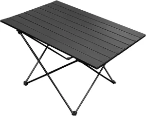 Folding Dining Table Outdoor Canopy Cooking Foldable Desk Tourist Picnic Small Lightweight Metal Camping Folding Table Portable Folding Camping Table (Color : Black)