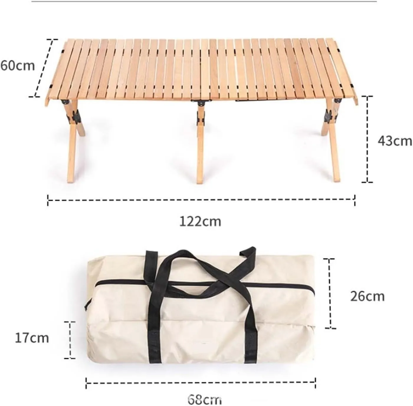 Folding Dining Table Outdoor Picnic Barbecue Tours Tableware Table for Camping Folding Egg Roll Table Portable Foldable Wood Table (Color : 120x60x43CM-02)