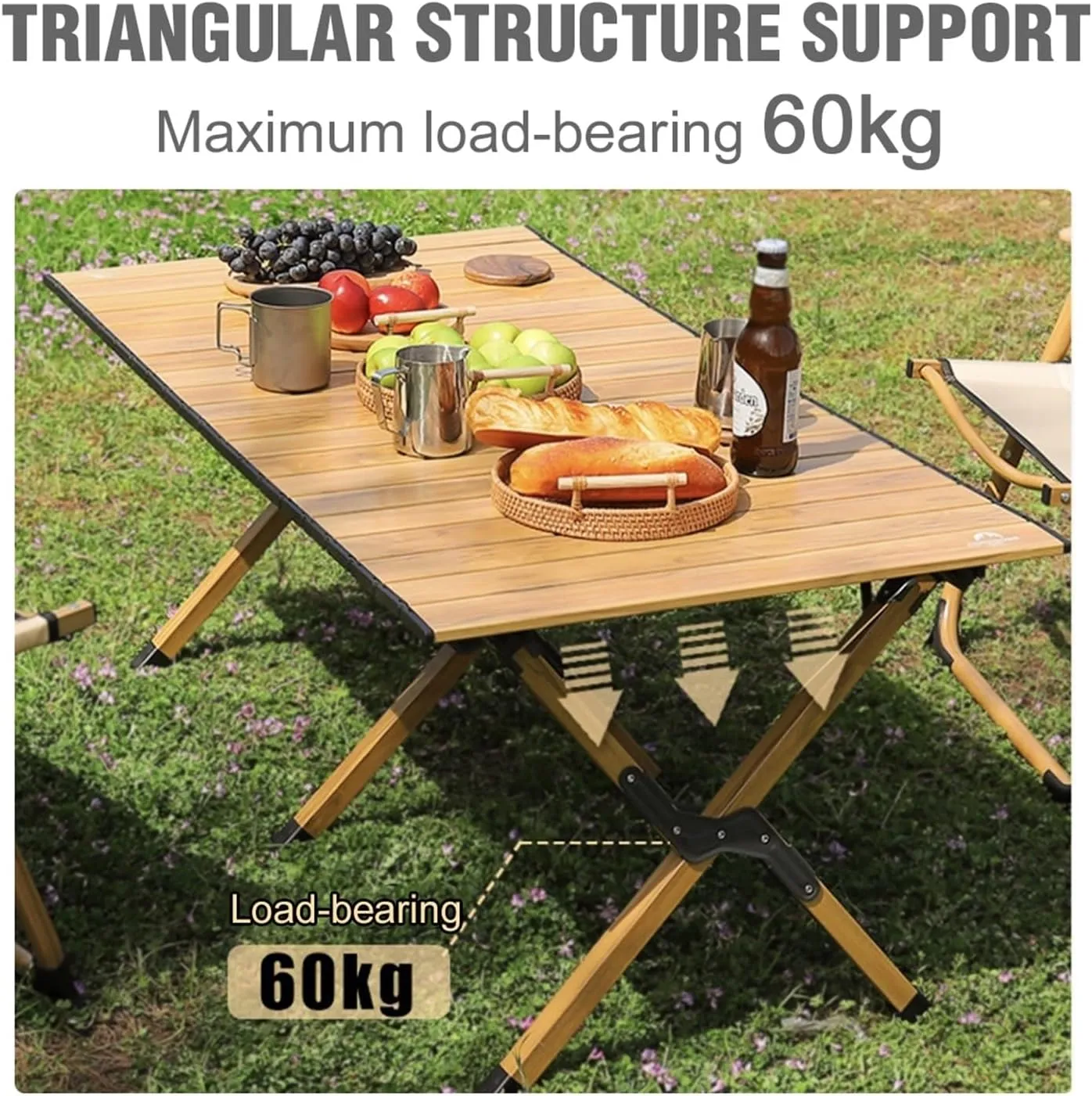 Folding Dining Table Outdoor Roll-Up Table with Storage Bag Tourist Folding Table for Picnic BBQ Foldable Camping Table Aluminum Alloy (Color : 58x60cm)
