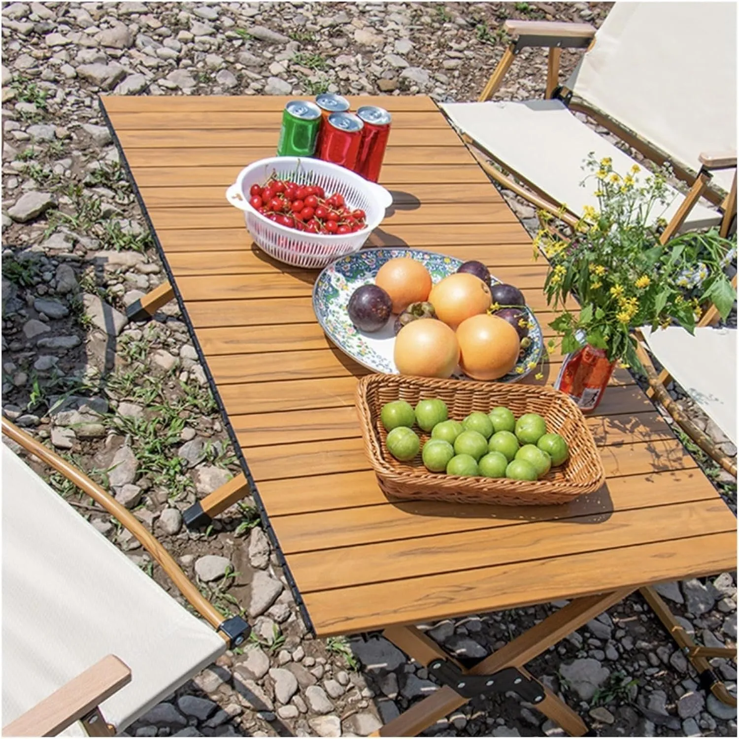 Folding Dining Table Outdoor Roll-Up Table with Storage Bag Tourist Folding Table for Picnic BBQ Foldable Camping Table Aluminum Alloy (Color : 58x60cm)