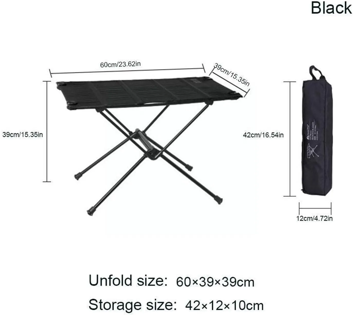 Folding Dining Table Ultralight Picnic Tables Folding Load-Bearing Hiking Aluminium Outdoor Camping Table Portable Foldable Deskstrong Climbing (Color : Black)