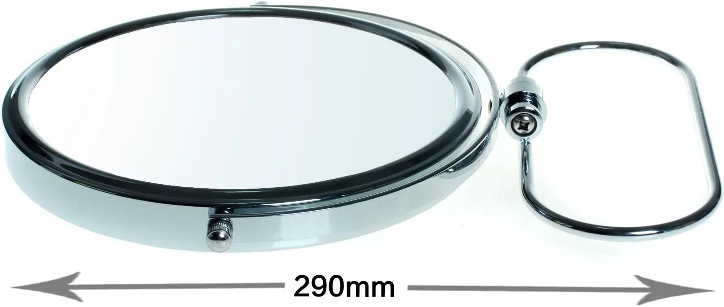 Folding Double Sided Make Up Mirror 10x Magnification 8 Inch 360 ° Rotating Cosmetic Mirror Dressing Table Mirror (2 Mirrors: Normal and 10 x Magnification – Chrome KXD3125 – 10x