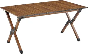 Folding Outdoor Table,Lightweight Aluminum Roll-up Rectangular Table for Indoor, Outdoor Camping, Picnics, Beach, Backyard, BBQ, Party, Patio, 37" L x 23.43" W x 18.5" H(Brown)