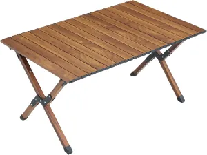 Folding Outdoor Table,Lightweight Aluminum Roll-up Rectangular Table for Indoor, Outdoor Camping, Picnics,Beach,Backyard, BBQ, Party, Patio, Brown