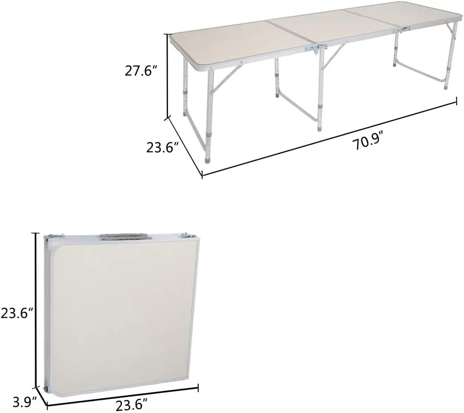 Folding Picnic Table,70.86 x 23.62 x 27.56‘’Home Use Folding Table Lightweight Aluminum Camping Table,Portable Outdoor Grill Stand Table for Outside Picnic BBQ Beach