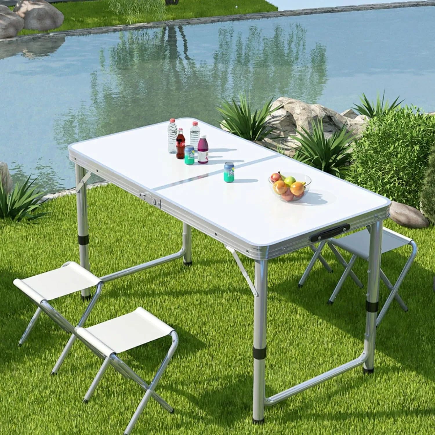 Folding Picnic Tables,Portable Kitchen Work Top Table,Heavy Duty Trestle for Party,Dinner,Buffet,Outdoor Garden,Camping Table,Lightweight Compact Table,Adjustable Height,Camping Accessories ( Size : S