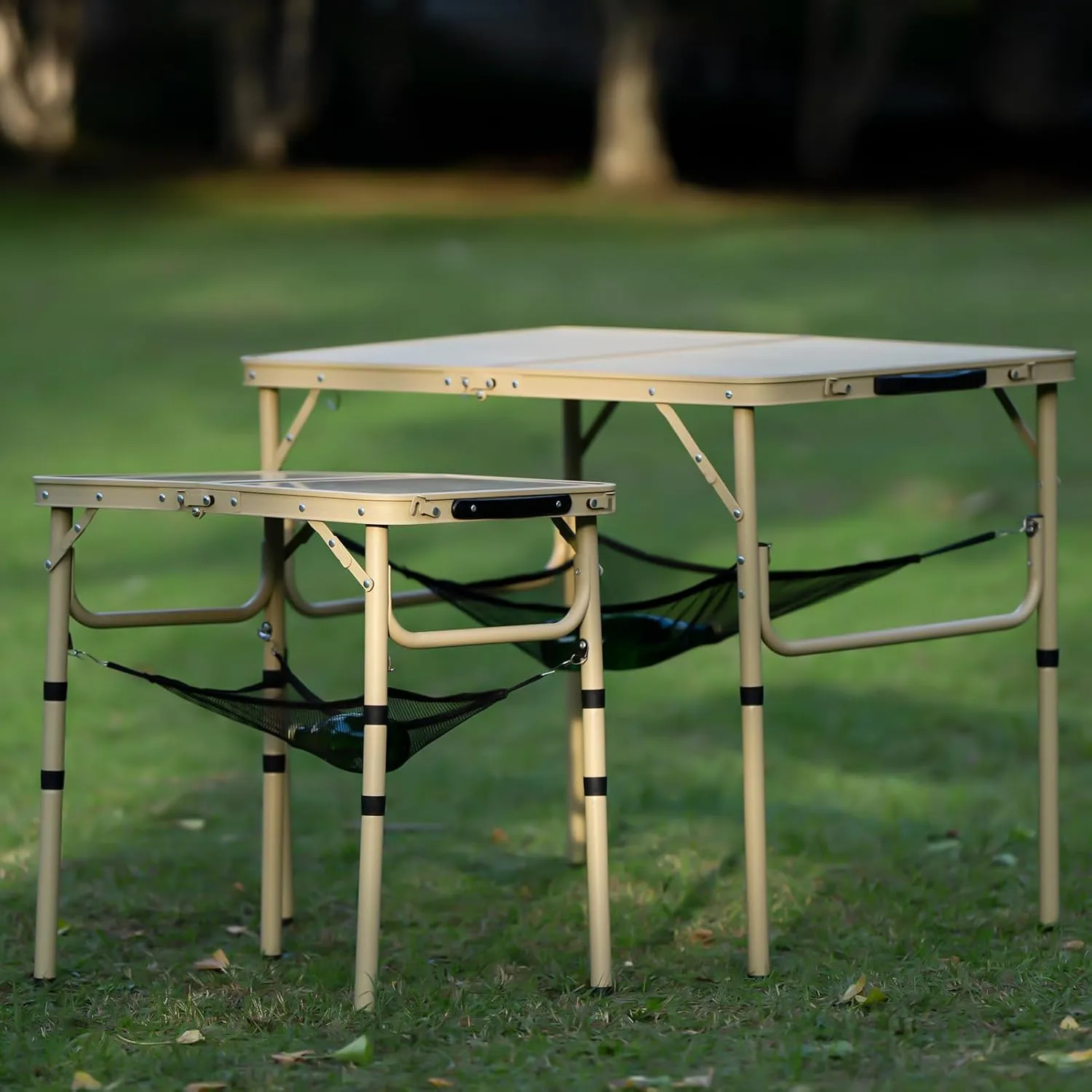 Folding Table 3FT Camping Table 2 Adjustable Height Lightweight Portable Aluminum Mini Foldable for Picnic Beach Indoor Outdoor, Yellow