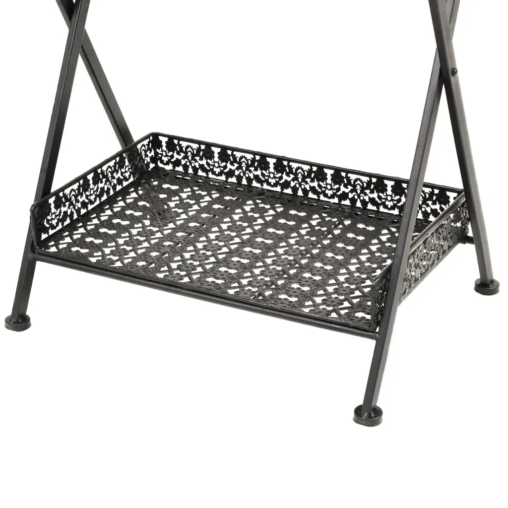 Folding Tea Table Vintage Style Metal 22.8"x13.8"x28.3" Black