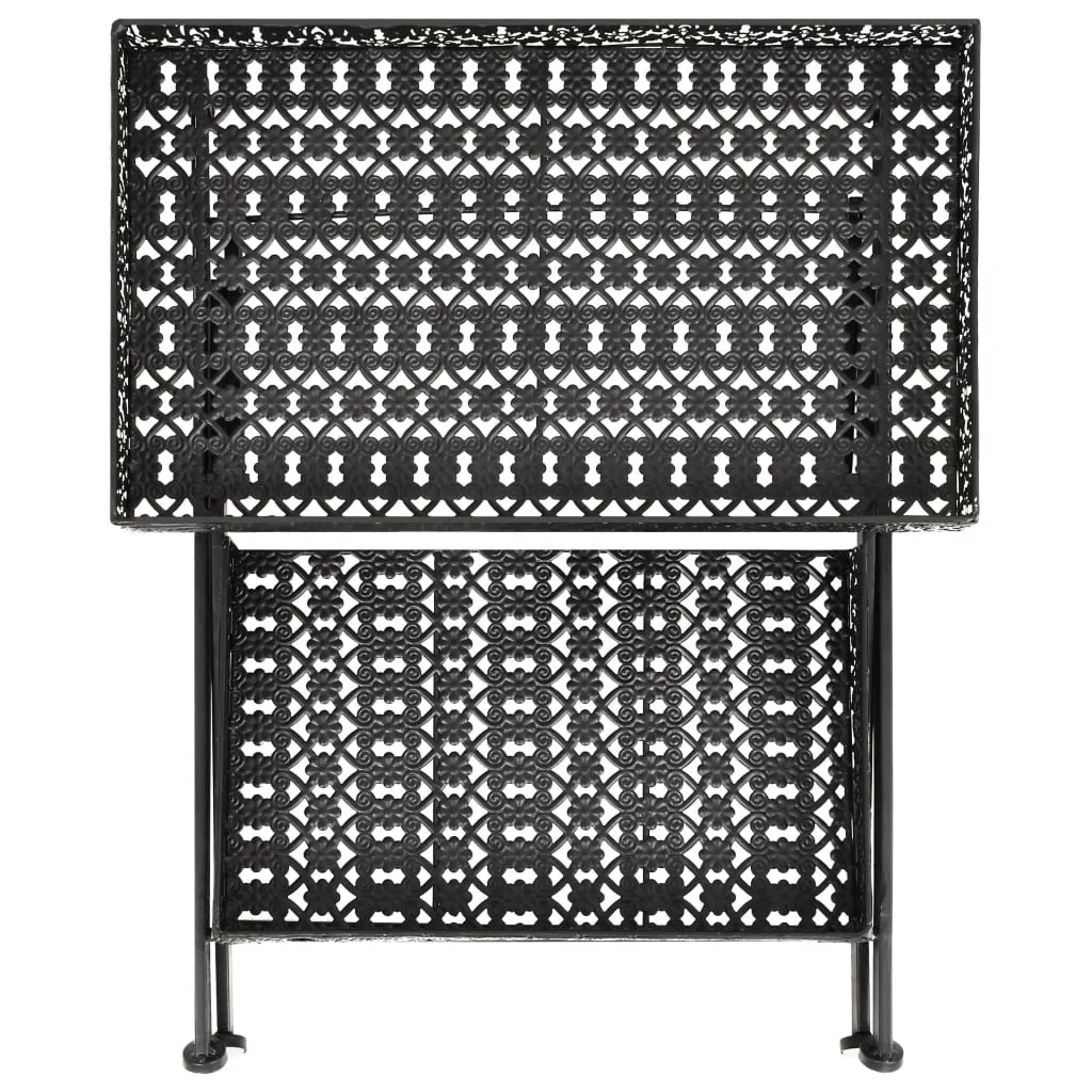 Folding Tea Table Vintage Style Metal 22.8"x13.8"x28.3" Black