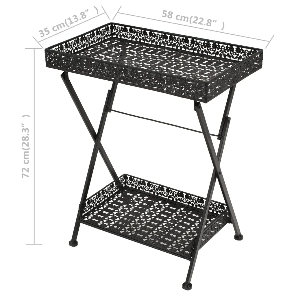 Folding Tea Table Vintage Style Metal 22.8"x13.8"x28.3" Black