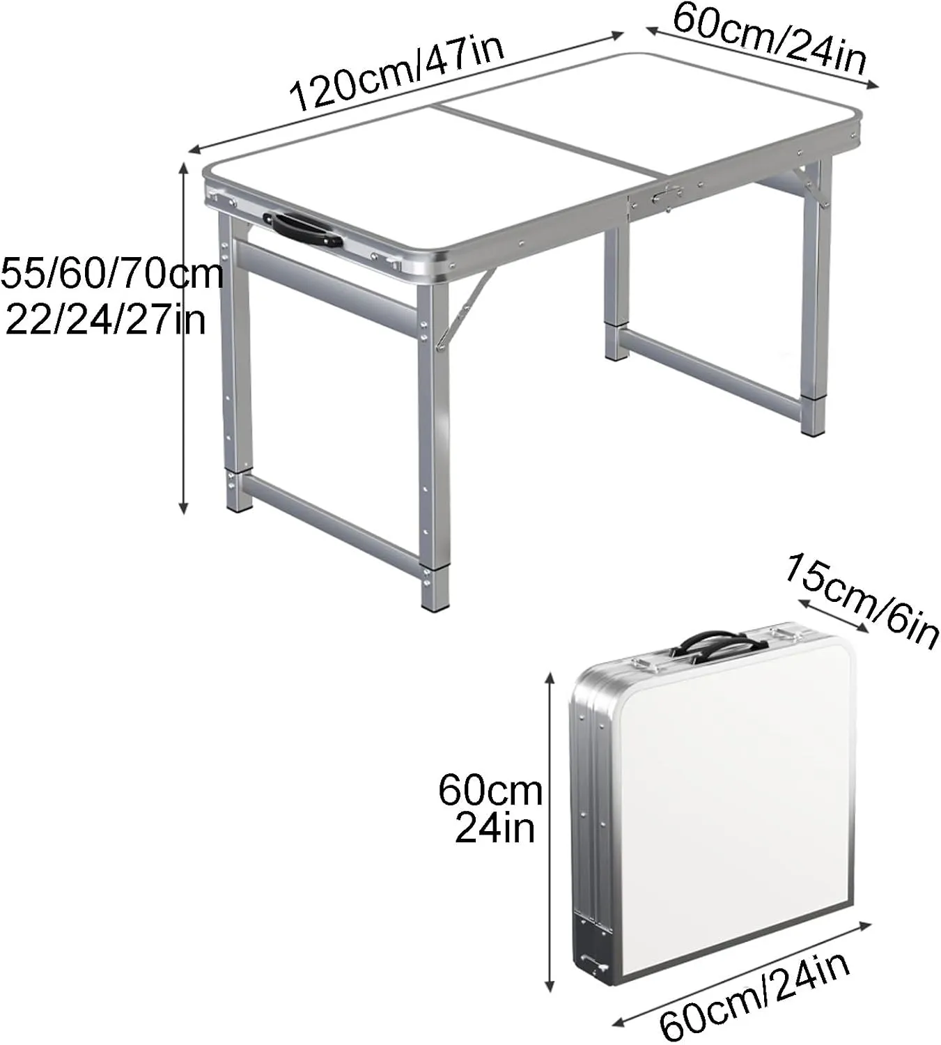 FQWYNMZ 4Ft Folding Camp Table, Folding Picnic Table for Outdoor, Aluminum Folding Table with 3 Adjustable Height, Lightweight Beach Table with Handle, for Home Picnic BBQ Garden(Color:Blue)