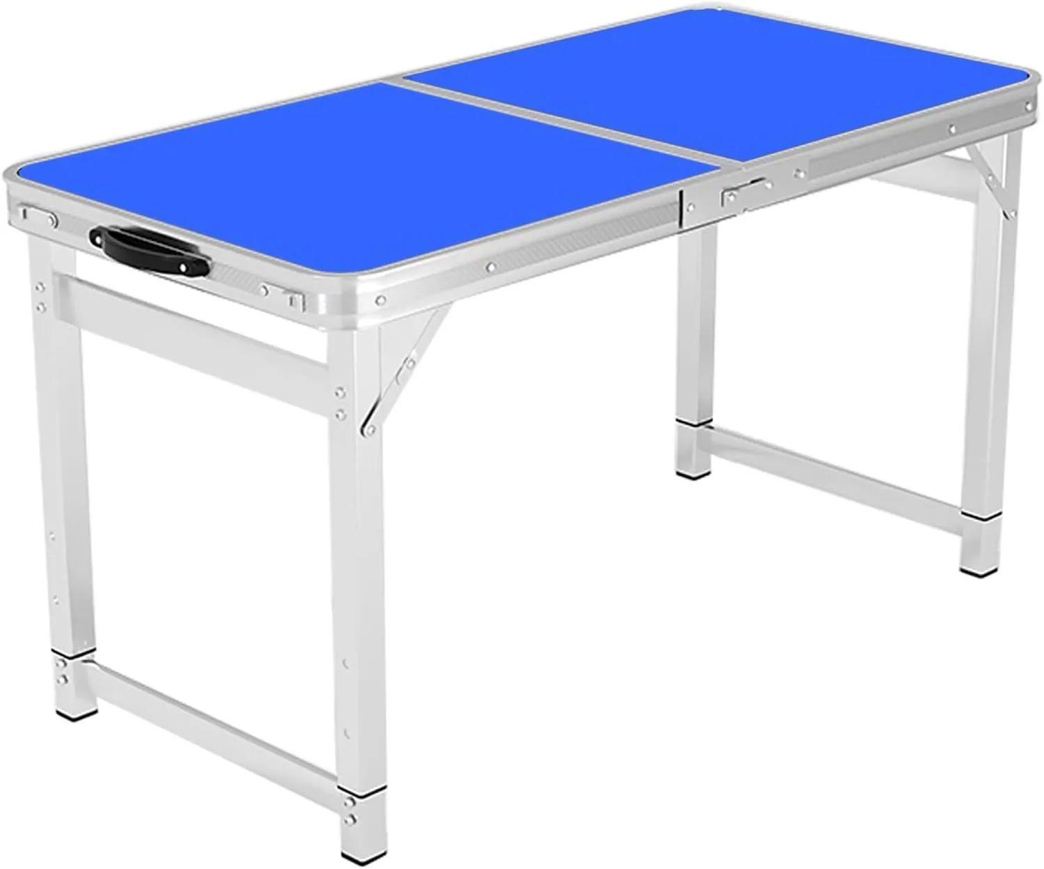 FQWYNMZ 4Ft Folding Camp Table, Folding Picnic Table for Outdoor, Aluminum Folding Table with 3 Adjustable Height, Lightweight Beach Table with Handle, for Home Picnic BBQ Garden(Color:Blue)