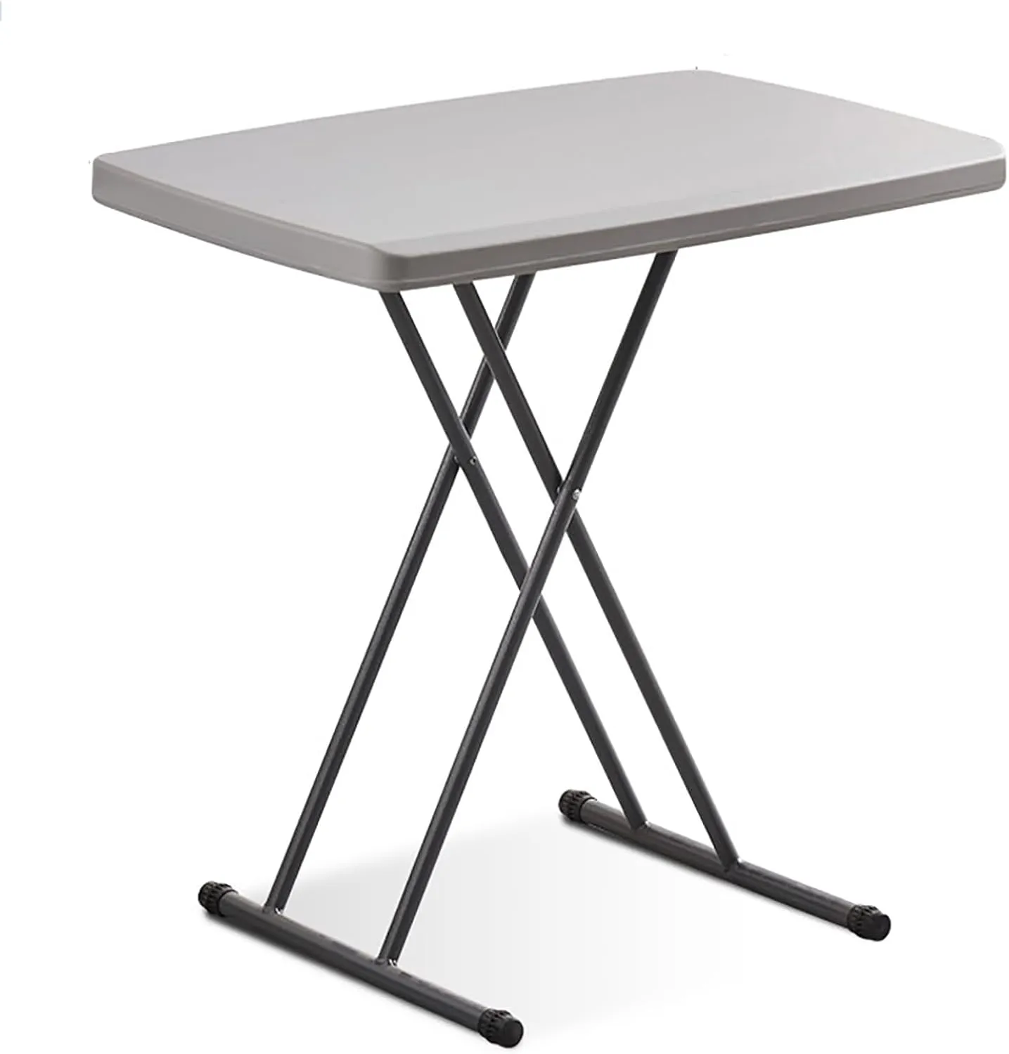 FQWYNMZ Folding Picnic Table for Outdoor, Portable Fold-in-Half Plastic Dining Picnic Party Table with 6 Levels of Height Adjustment, Small End Table for Camping and Picnics(Gris)