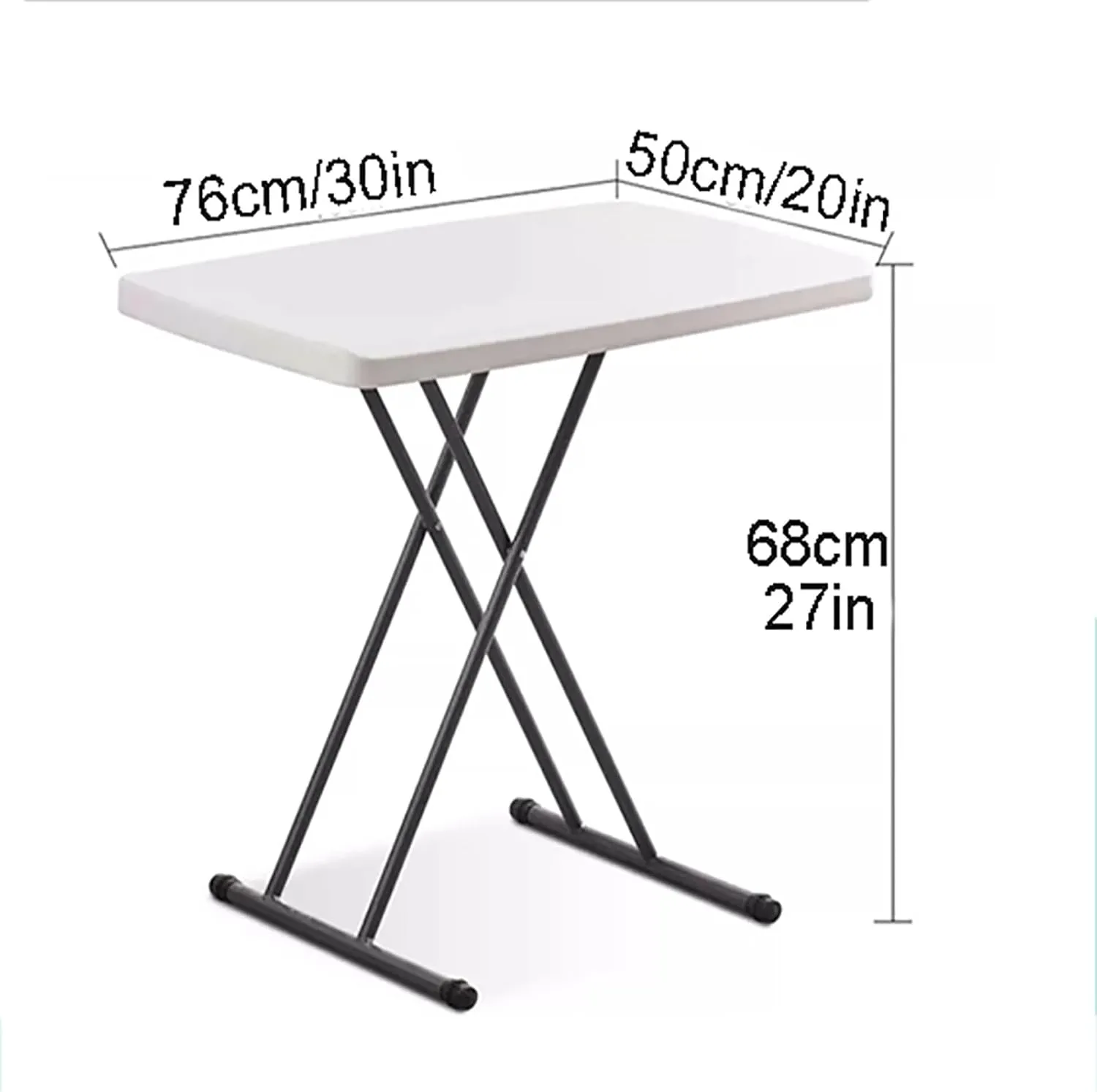 FQWYNMZ Folding Picnic Table for Outdoor, Portable Fold-in-Half Plastic Dining Picnic Party Table with 6 Levels of Height Adjustment, Small End Table for Camping and Picnics(Gris)