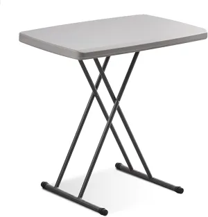 FQWYNMZ Folding Picnic Table for Outdoor, Portable Fold-in-Half Plastic Dining Picnic Party Table with 6 Levels of Height Adjustment, Small End Table for Camping and Picnics(Gris)