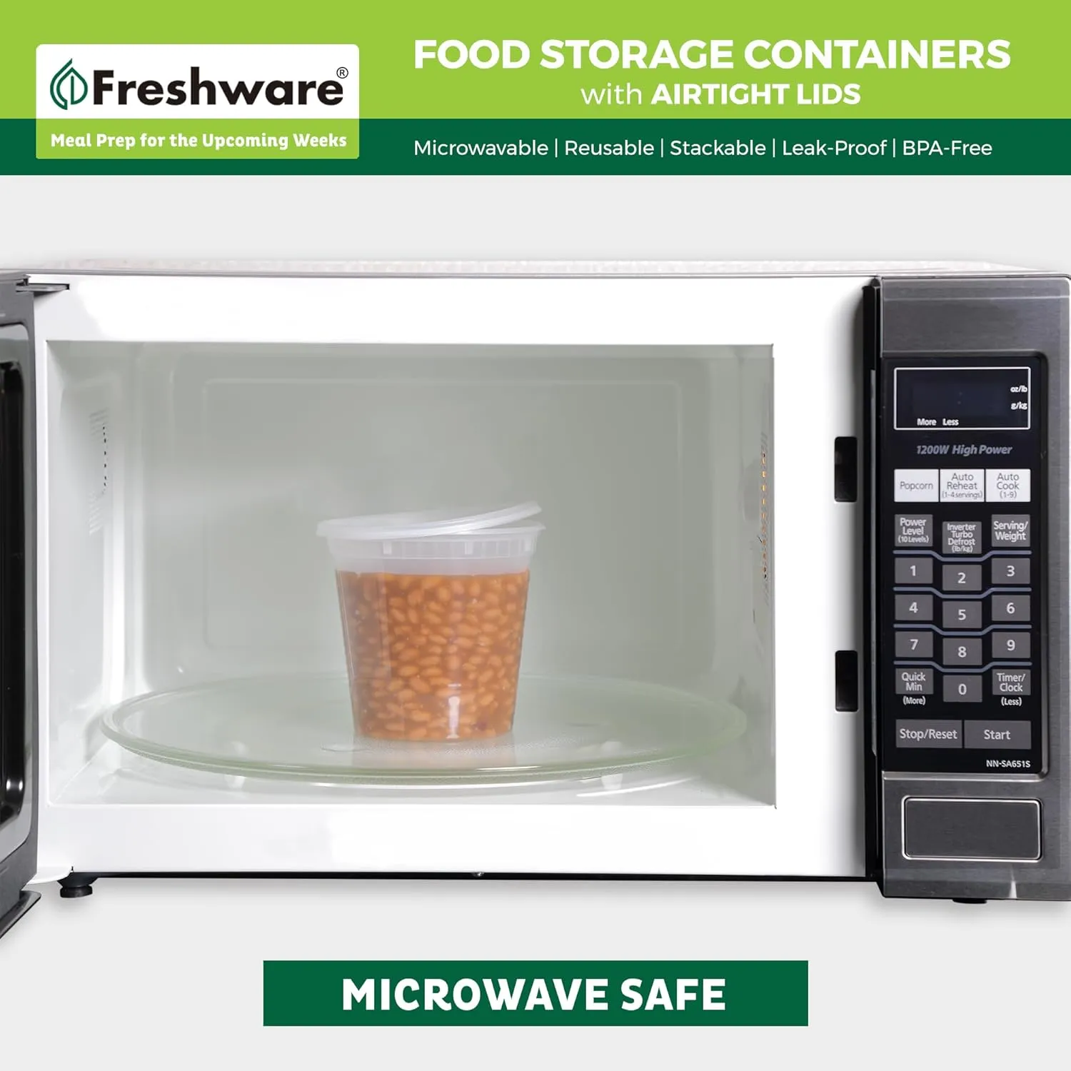 Freshware Food Storage Containers [240 Set] 24 oz Plastic Deli Containers with Lids, Slime, Soup, Meal Prep Containers | BPA Free | Stackable | Leakproof | Microwave/Dishwasher/Freezer Safe
