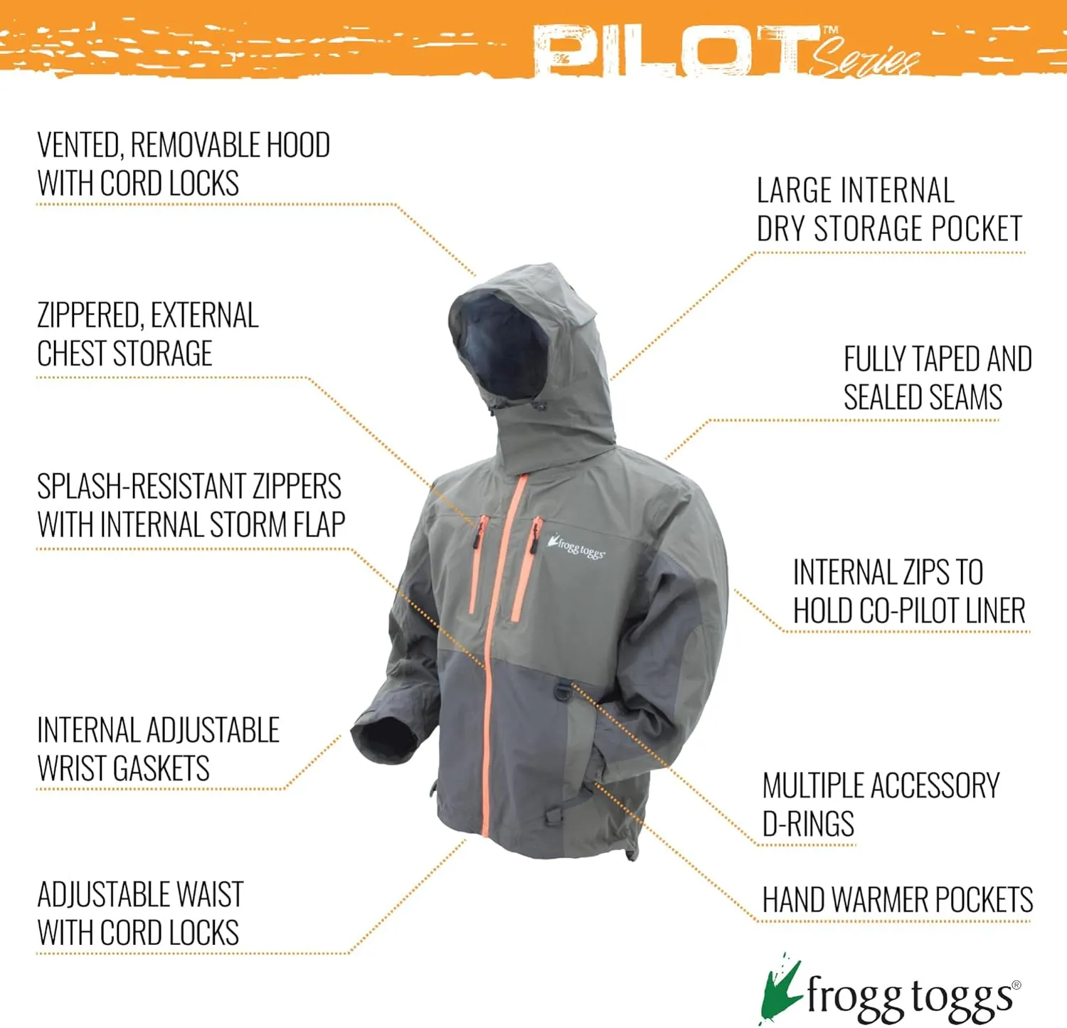 FROGG TOGGS Men's Pilot 2 Guide 3-Layer Waterproof Breathable Rain Jacket