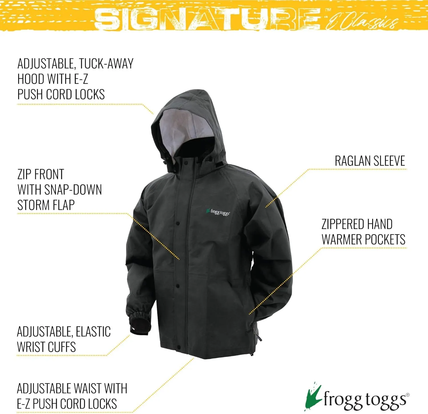 FROGG TOGGS Men's Signature Bull Frogg Waterproof Breathable Rain Jacket