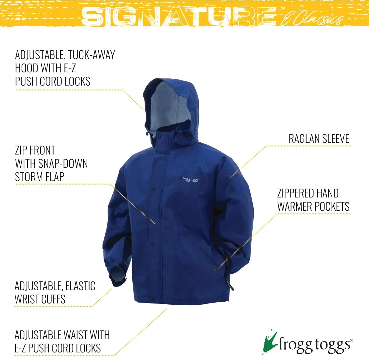 FROGG TOGGS Men's Signature Bull Frogg Waterproof Breathable Rain Jacket