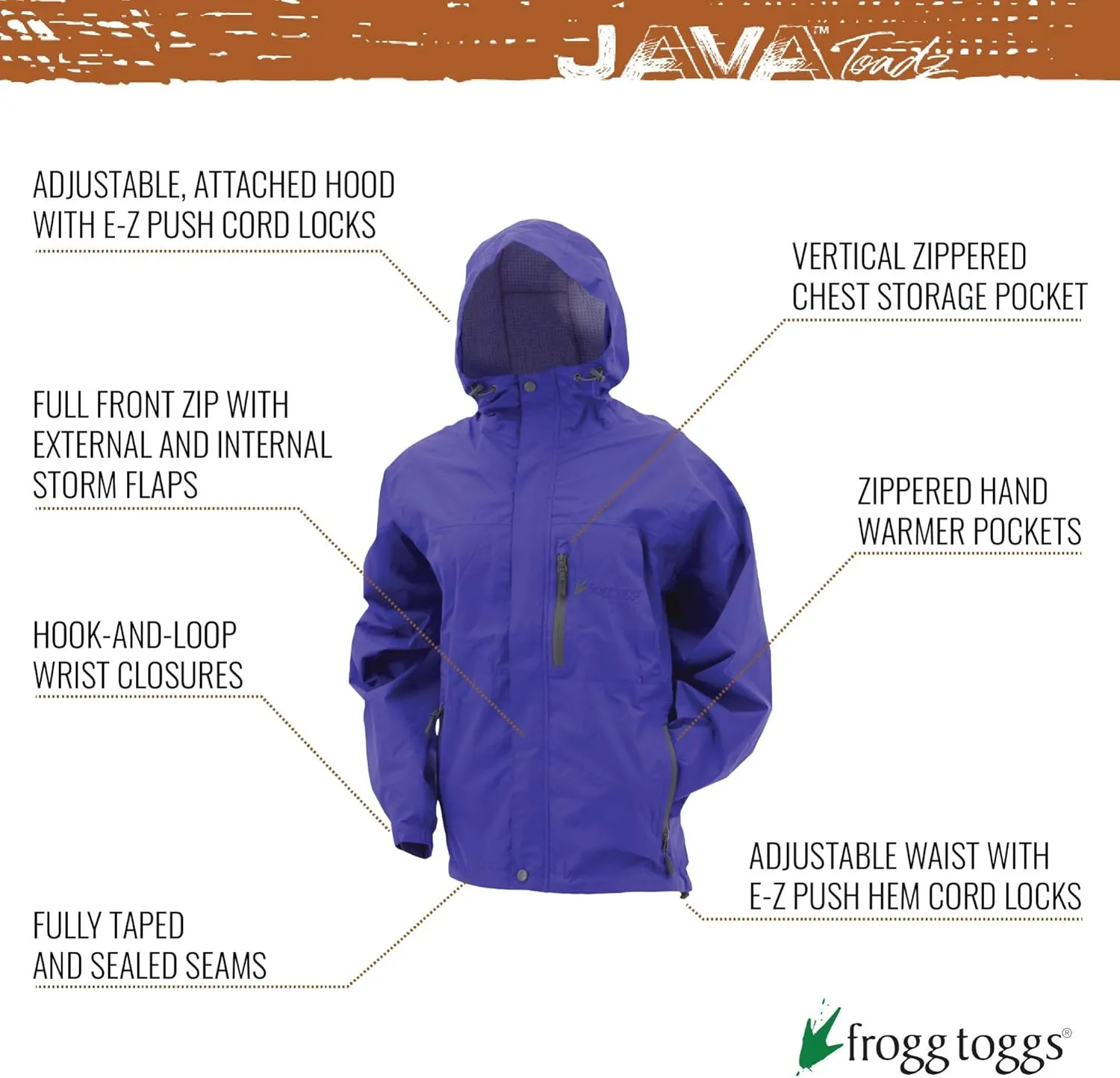 FROGG TOGGS Women's Java Toadz 2.5 Ultra Light Waterproof Breathable Rain Jacket