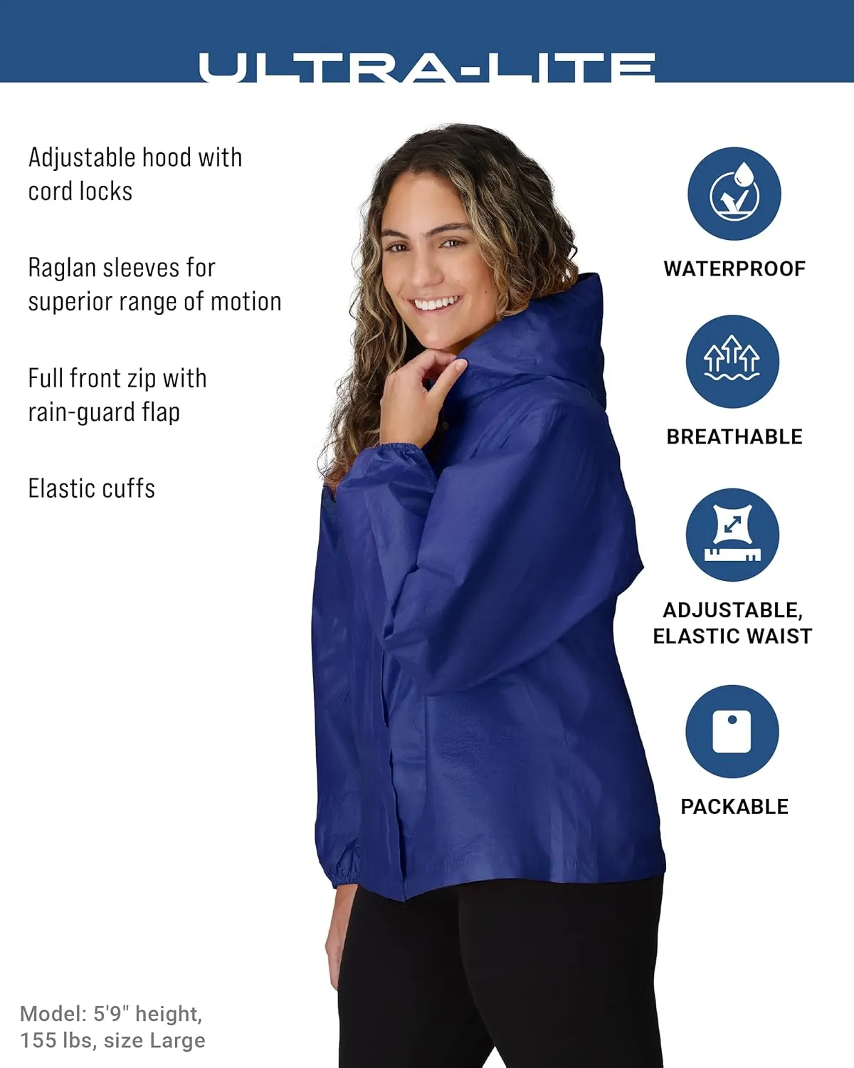 FROGG TOGGS Women's Standard Ultra-Lite2 2-Layer Waterproof Breathable Rain Jacket